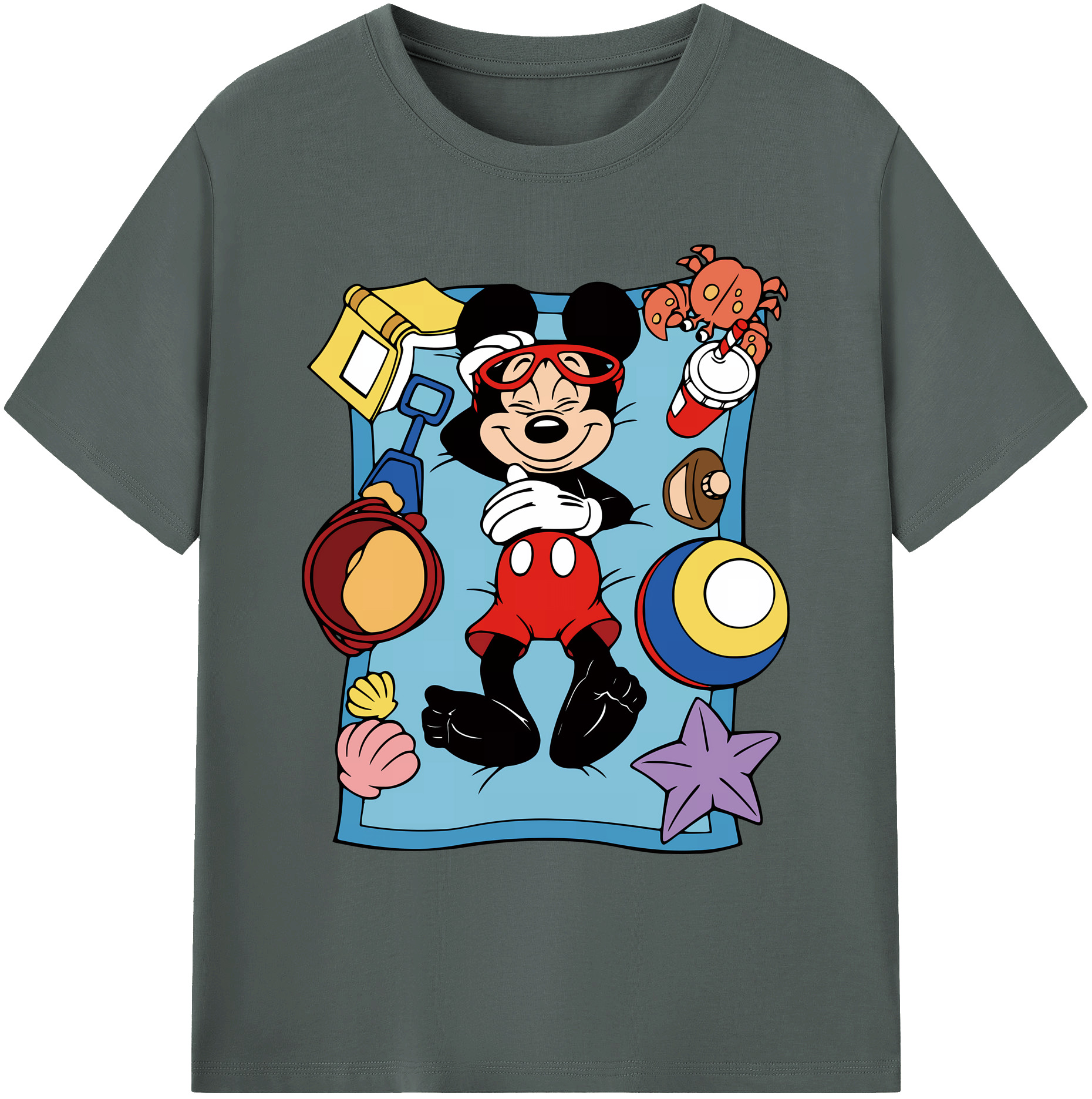 ミッキーマウス Mickey Mouse 綿100％ メンズ半袖Tシャツ｜肌触りやわらか＆通気性